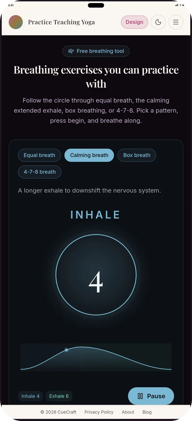 Breathwork screen with a guided breathing circle